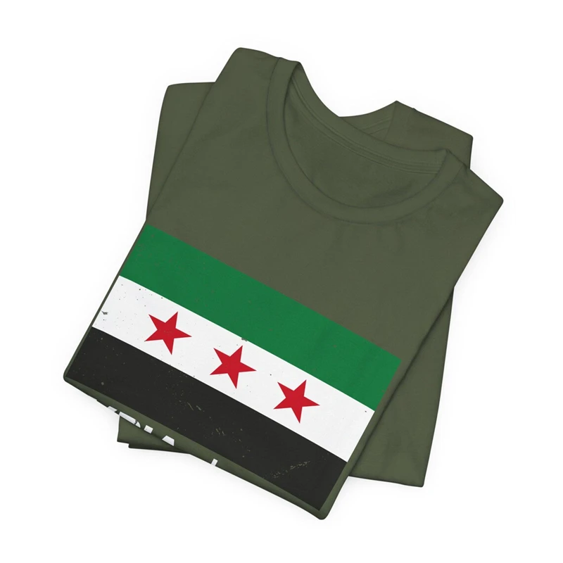 Syria Flag T-shirts For Men Clothing Syrian National Emblem Pirnt Fintess Gym Tops Daily Casual Free Syria Oversized Tee Shirts