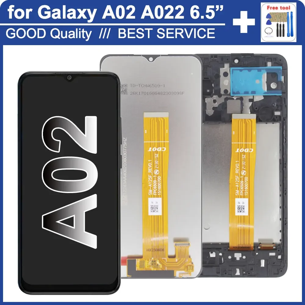 

ЖК-дисплей 6,5 дюйма для Samsung A02 A022, ЖК-дисплей, сенсорный экран, дигитайзер, сменная панель для Galaxy A02, дисплей A022F A022F/DS + рамка