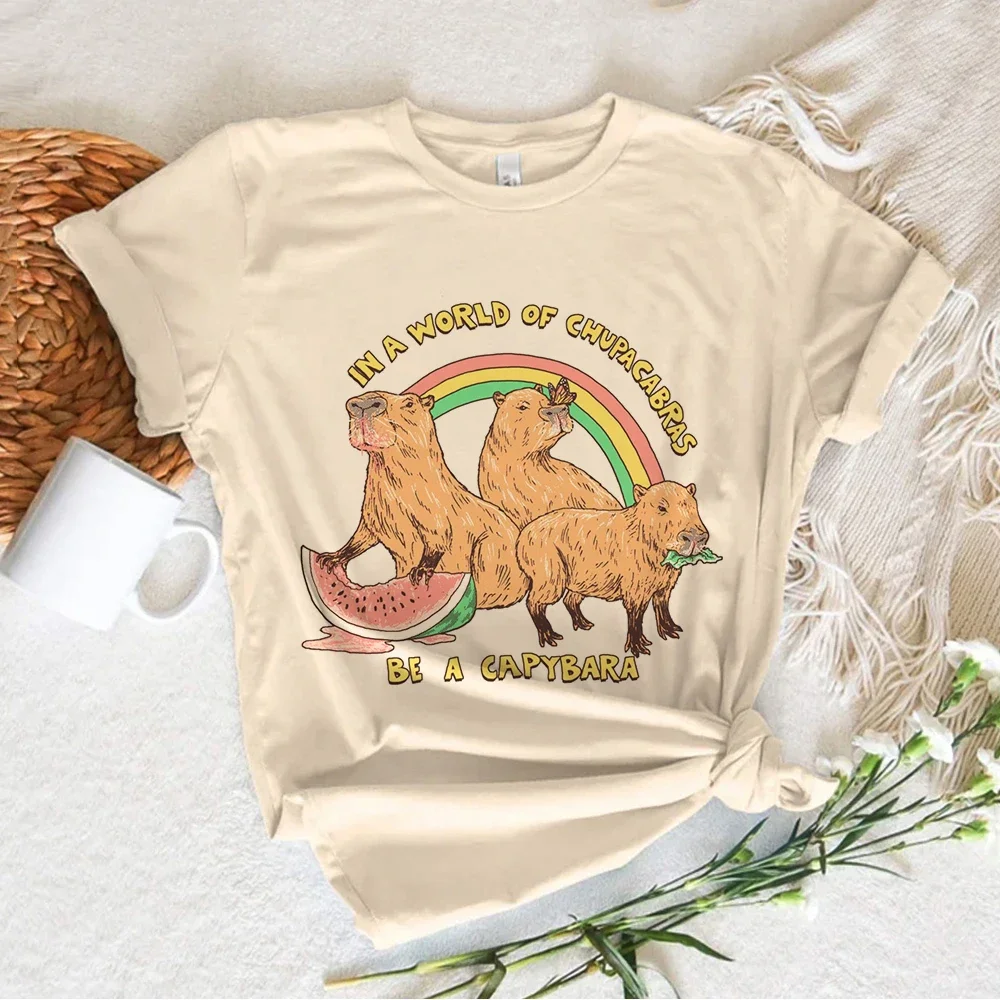 Luxury Brand Capybara Kapibara Tshirt Women Summer Funny Streetwear T Shirt Female Designer Harajuku Clothes