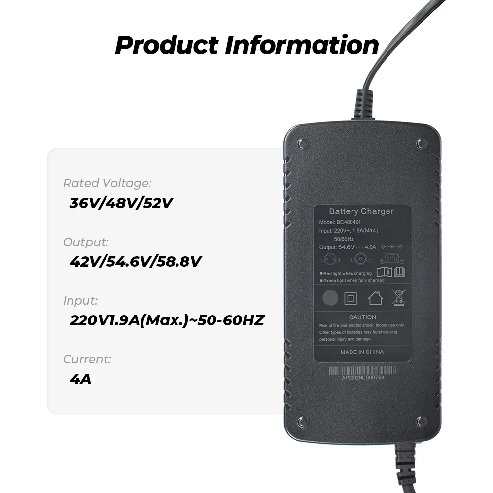 lithium-battery-charger，3-pins-plug，36v-48v-52v-input-42v-546v-588v-output-eu