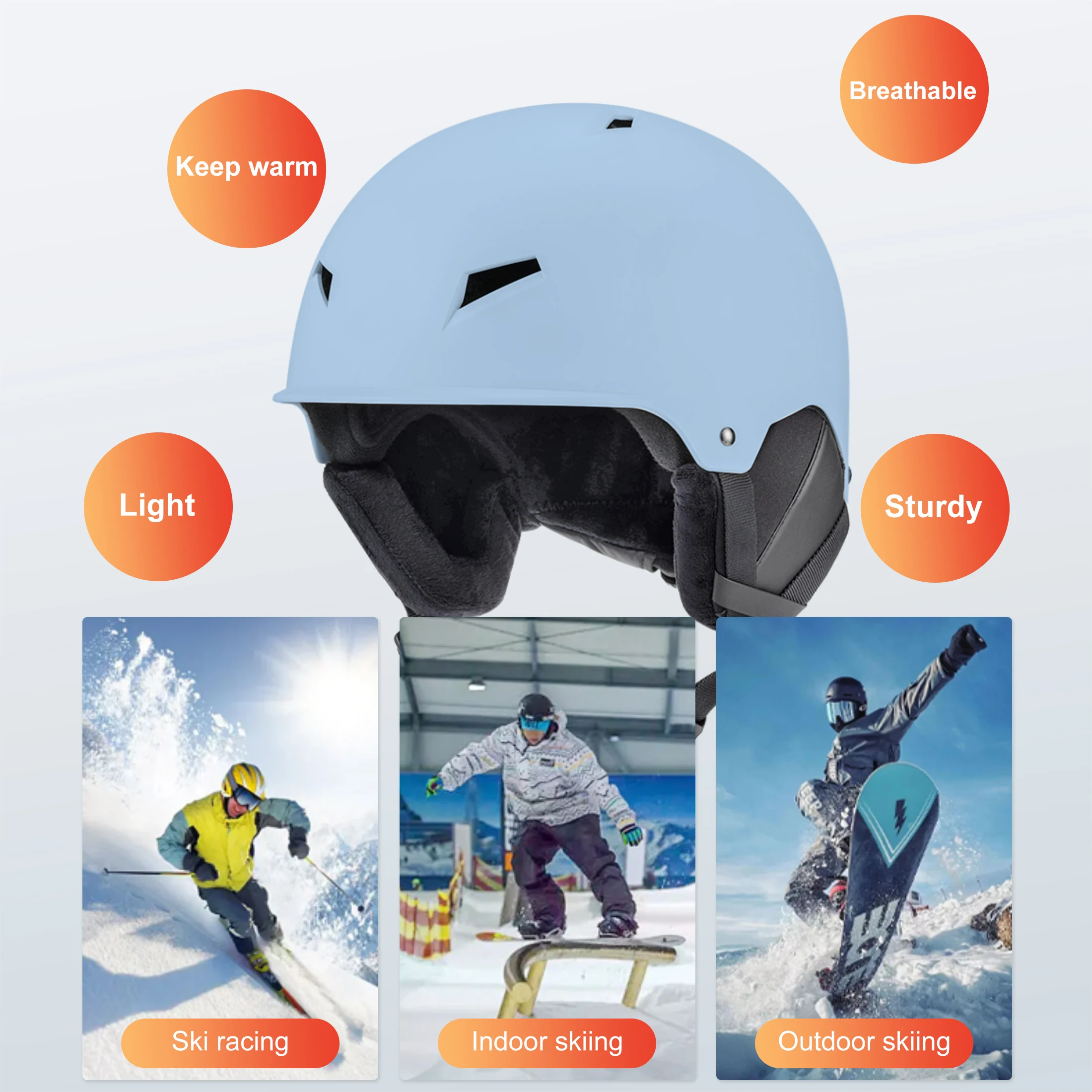 Seeker Adult Ski Helmet Snowboard Skating Winter Sports Outdoor Protective Safety Helmet Children's One-piece Warm Ski Helmets