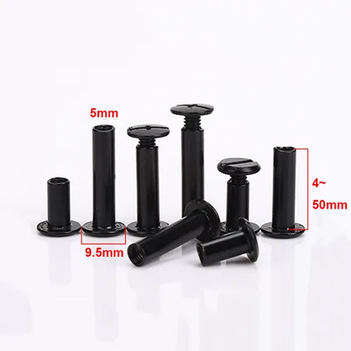 Imagen 2 del producto Tornillos Chicago de encuadernación de Metal, remaches de tachuelas negros mate, tornillo de cinturón ranurado para álbum de fotos, menú de escritorio, sujetadores de billetera, 10 Uds.