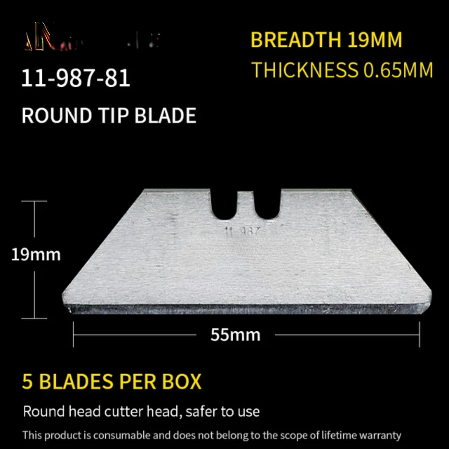 Versatile, Precise, and Durable Pack of 5 Sharp Round Tip Blades for Model Number 11-987-81 - Perfect for All Types of Cutting T