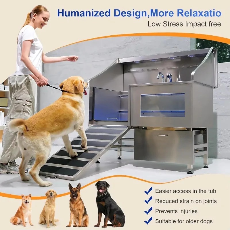 2026 Luxury Eco-Friendly Stainless Steel Pet Bath Tub Universal Thickened Anti-Slip Dog Wash Pool Special Bathtub For Cats And D