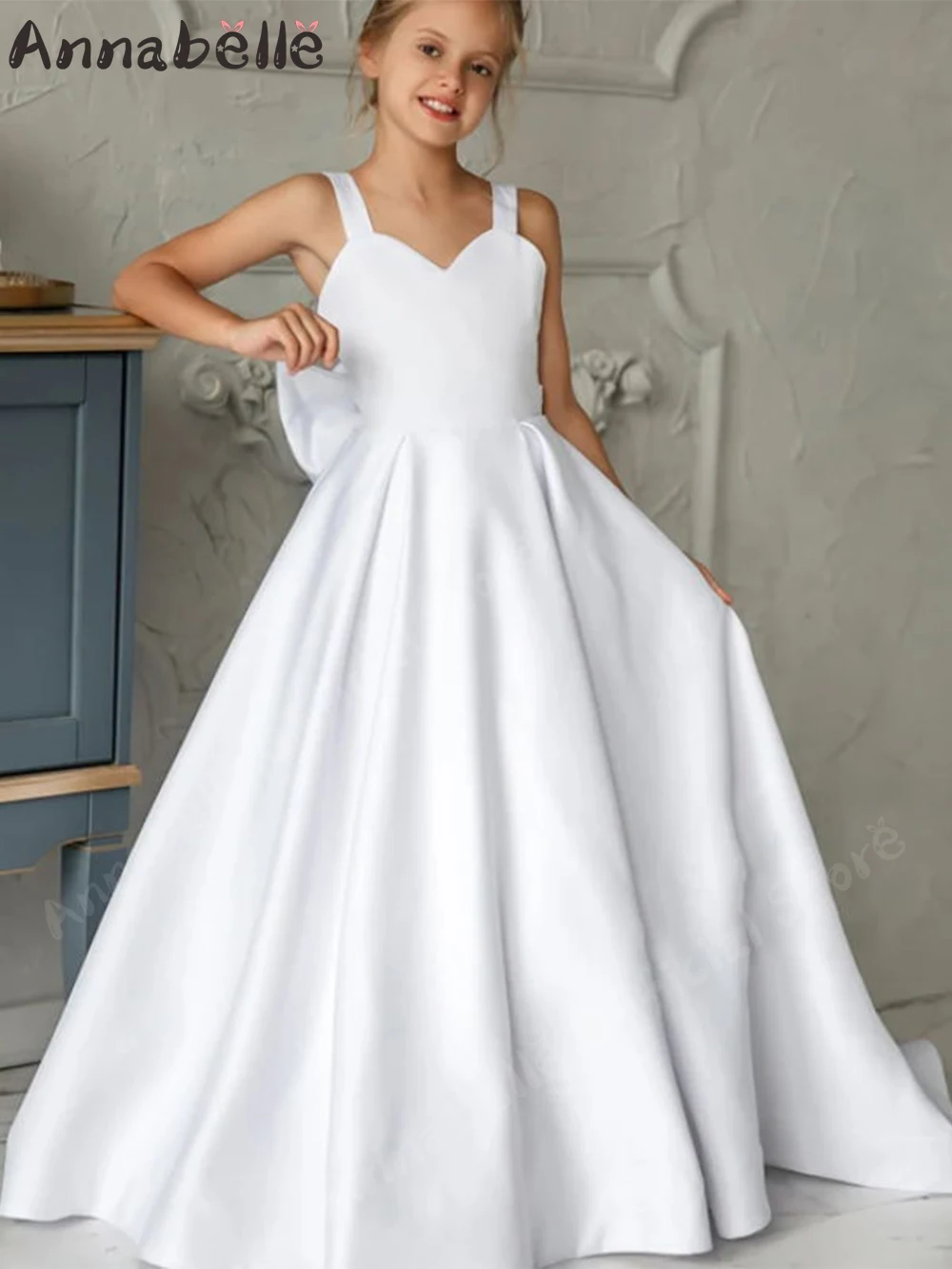 

Annabelle Flower Girl Dress Spaghrtti Strap Sweetheart Dress For Girl Elegant Formal Wedding Party Dress for Girl