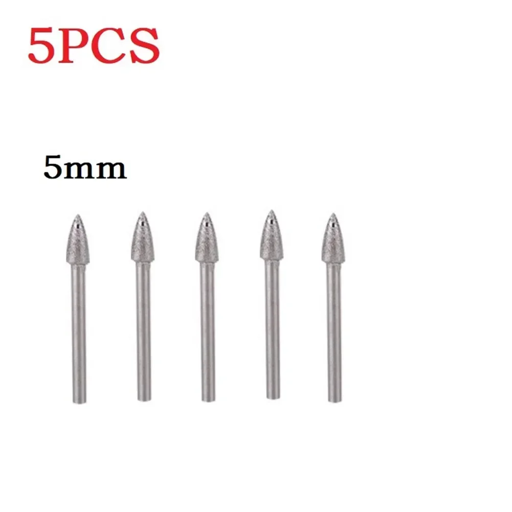 5PCS Diamond Triangle Burr Drill Bit Set For Carving Engraving Drilling 4-12mm Tools Jade Carve Tools