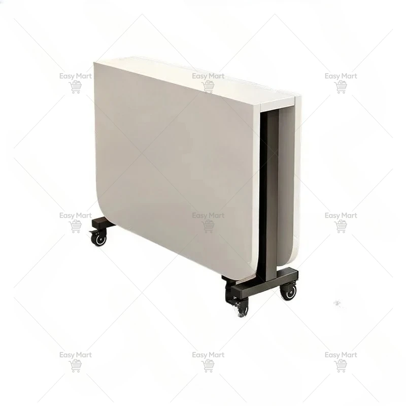 Household Folding Dining Table, Movable Extendable Table for Small Apartments, Rectangular Table with Chair, Space-saving Design