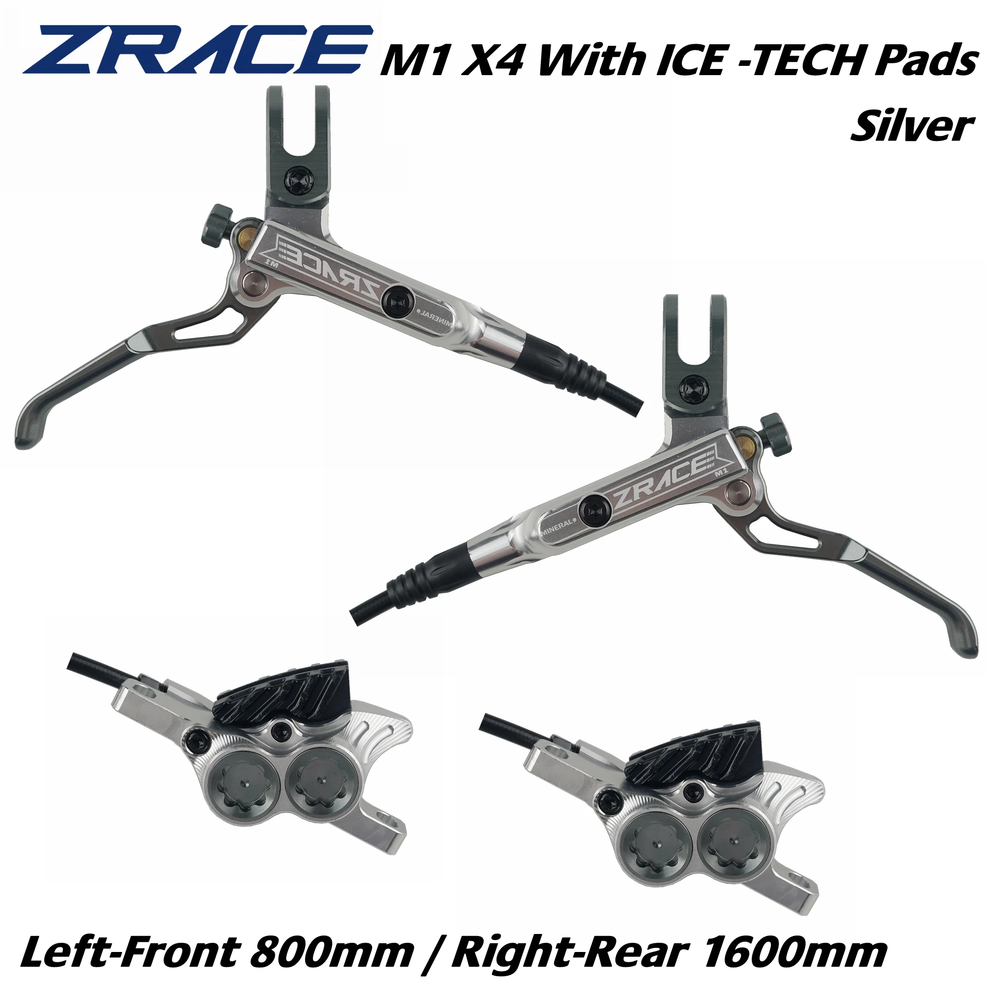

ZRACE M1 X2 / X4 Mountain Bike Hydraulic Brake, MTB Oil Pressure Disc Brake Set, Front and Rear MTB Brake, Full CNC Lightweight