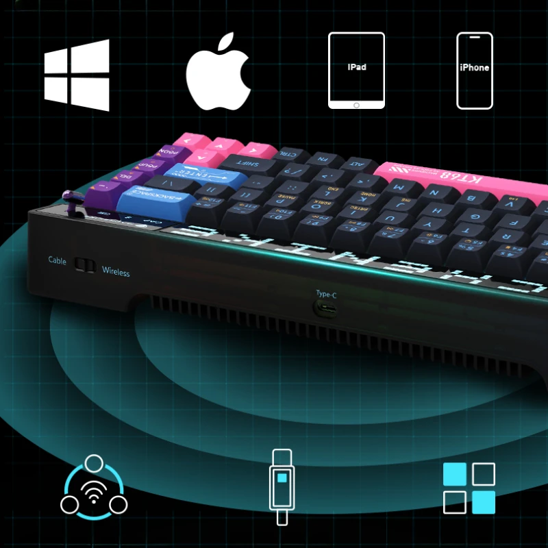 Imagem -05 - Smart Screen Ttc Axis Teclado Mecânico Jogos Esports Tri Mode Full Key Hot Swap Ergonomia Rgb Backlit Gasner Estrutura Kt68