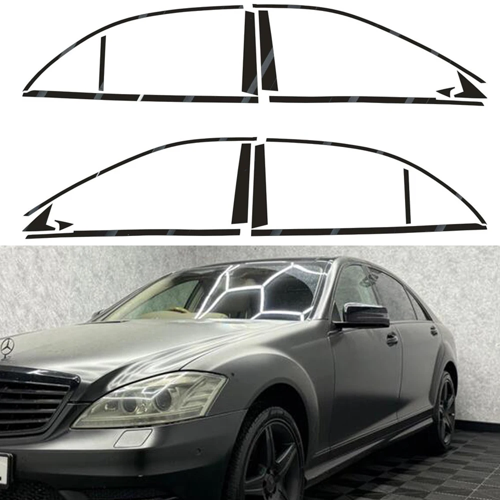Exterior Window Trim Chrome Delete Protective Film For Mercedes Benz S-Class W221 2006-2012 Glossy/Matte Black Sticker