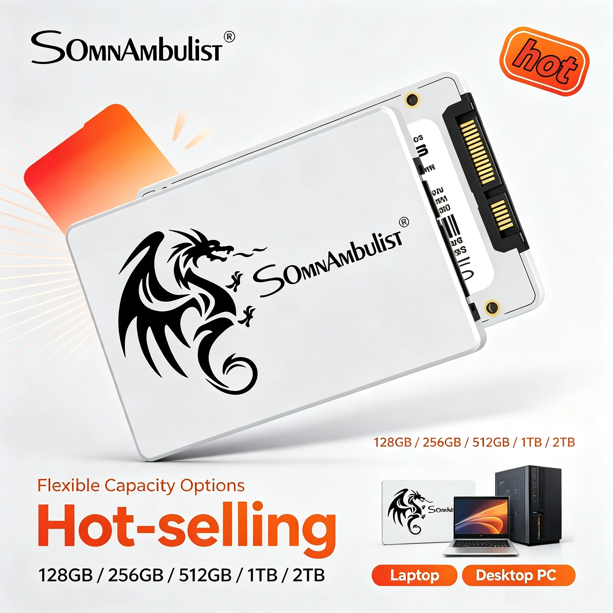 NEW 128GB  256GB  512GB 1TB  2TB  SomnAmbulist SATA3 25 Inch Internal SSD Solid State Drive for Laptop Desktop Computer