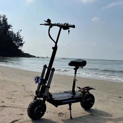 Good quality high speed 60v 6000w dual motor 11 inch off road fat tires 25-40Ah Electric Scooter with Seat For Adult