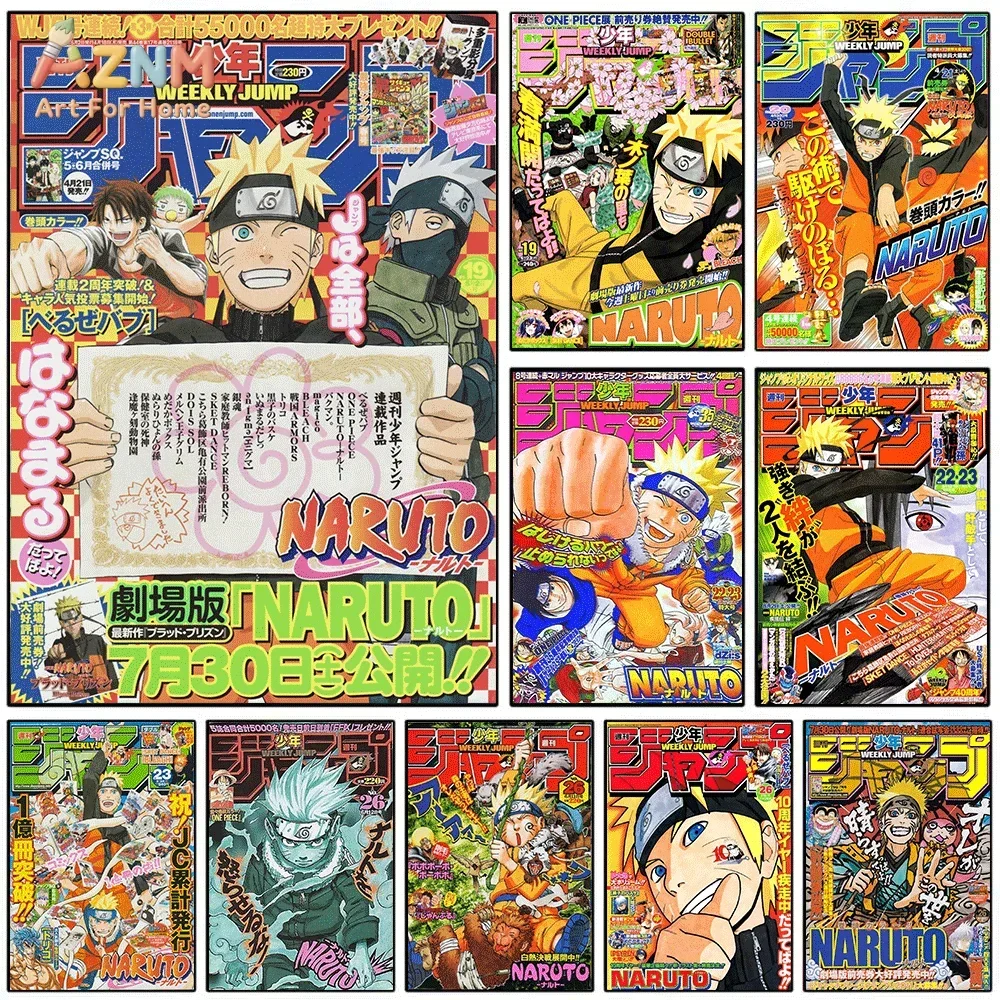 AZNM Naruto Kakashi, Impresión en Lienzo de la Revista Semanal Shonen Jump, Arte de Pared sin Marco, Impresión de Anime, Personaje Promocional de la Película Naruto