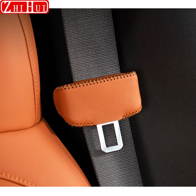 For Li Lixiang L6 L7 L8 L9 Car Styling Seat Belt Insert Seat Buckle Seat Belt Protective Leather Cover Auto Modified Accessories