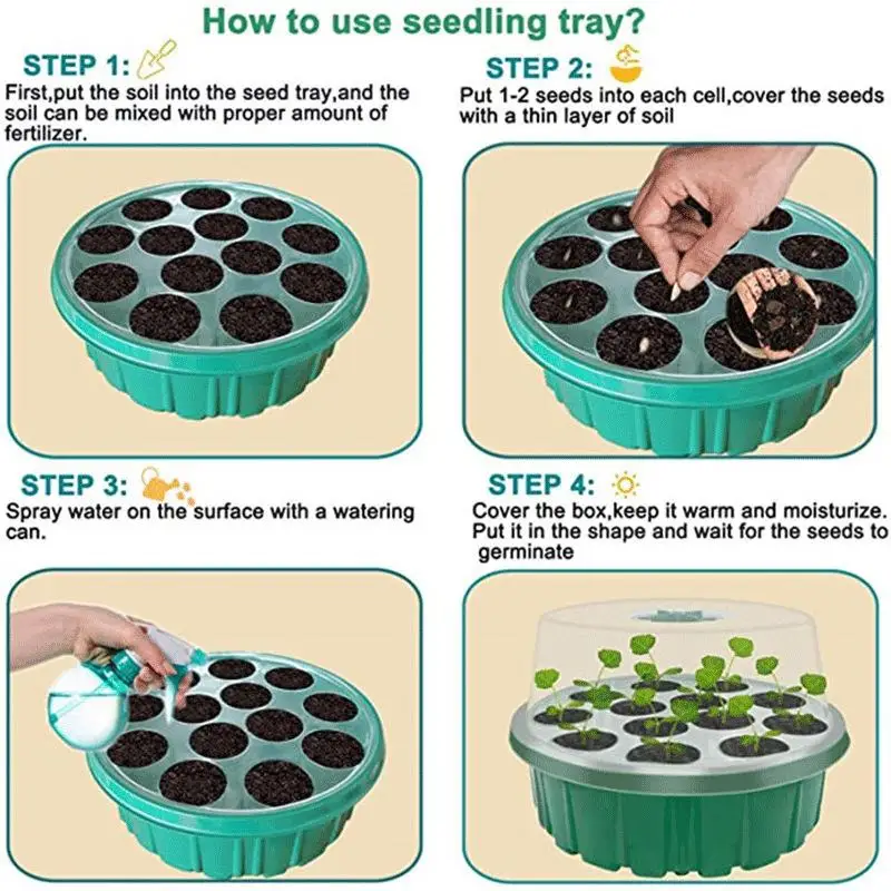 Hot Sale 1Pcs ABS Hydroponic Germination Tray 13-Hole Round Seed Starter Tray With Clear Lid For Seedlings DIY Accessories