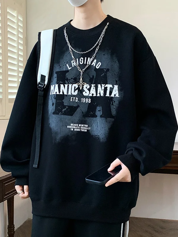 

Мужской свитшот свободного кроя с круглым вырезом, повседневный, удобный, на весну-осень, новый, модный, из полиэфирного волокна