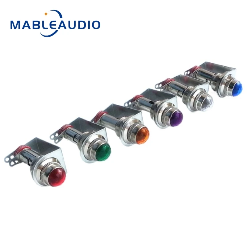 5PCS Audio Amplifier Accessories Power Indicator Light Drill Stone Tone Board Signal Light Bracket Built-in 6.3V Iron Frame