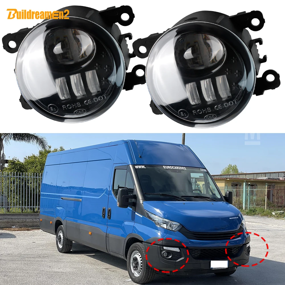 2 Pieces 60W H11 Car Front LED Lens Fog Light DRL 6000LM For Iveco Daily VI 2014 2015 2016 2017 2018 2019 2020 2021 2022 2023