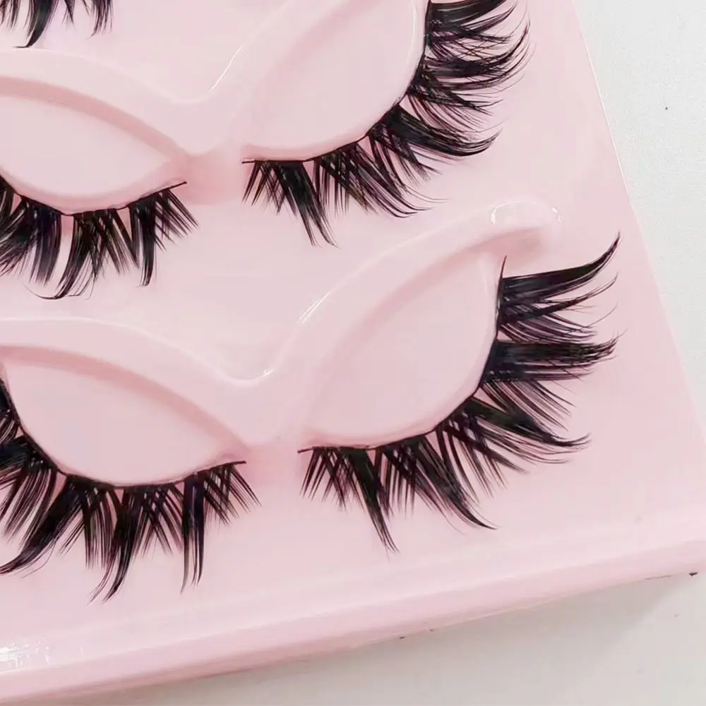 Hot 3D Faux Mink Manga Lashes Black Band Natural Mink Lashes Dramatic End Eye Elongated Thai Wet Eyelashes Eyelash Extension