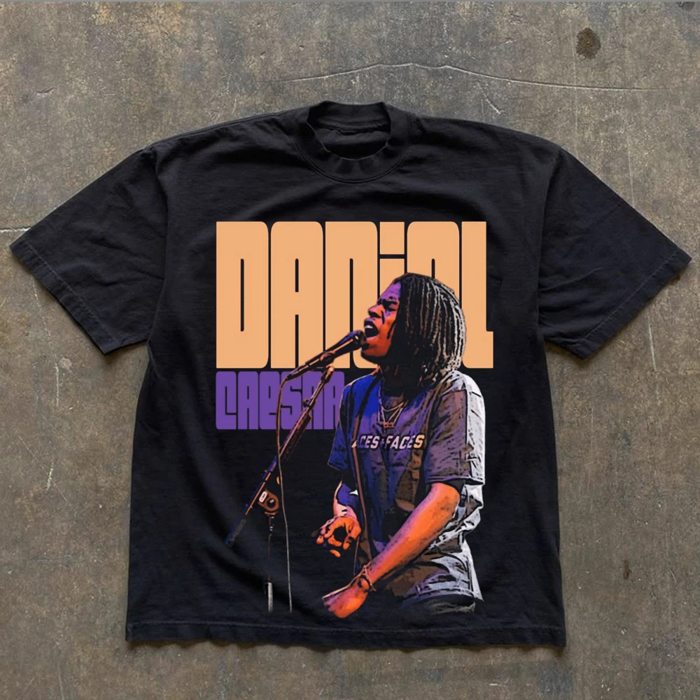 2000s Vintage Daniel Caesar Print Men Women's T-shirt Short Sleeve O-Neck Streetwear Harajuku Y2K Tee Crop Top Casual Clothes
