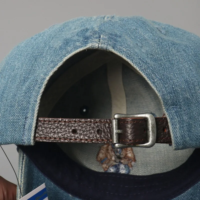 Chic Cartoon Embroidery Cap 2025 Washed Cotton Denim Baseball Hat Cute Animal Design Adjustable Size for Daily Wear Free Ship​