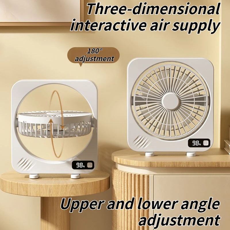 مروحة سطح المكتب USB المحمولة 2025 - تصميم صغير مع شاشة رقمية، رائعة للاستخدام المنزلي والمكتبي للطلاب