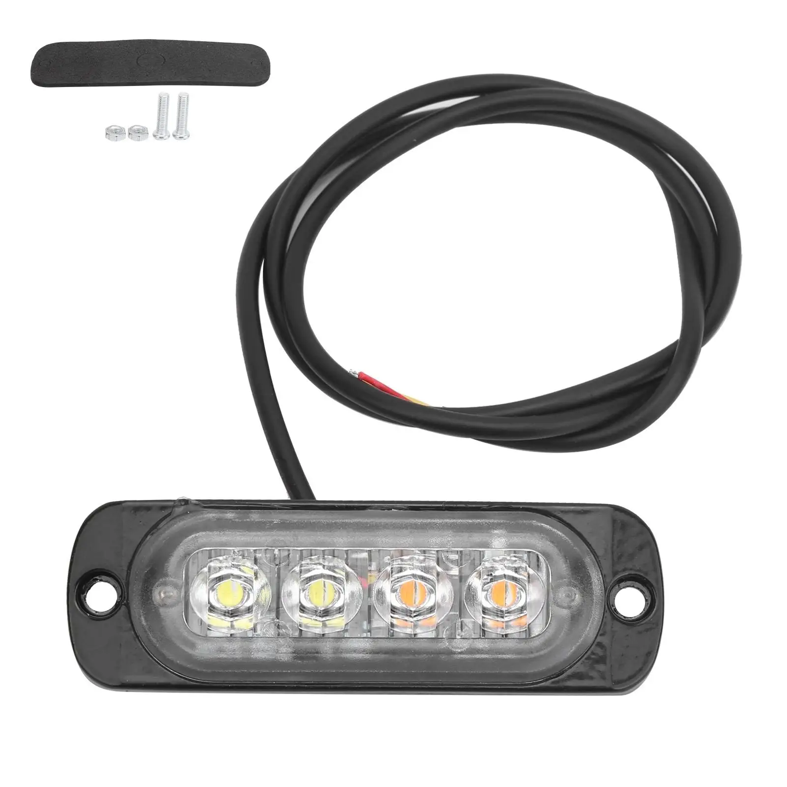 

for car accessories for car styling 12V 4LED Strobe Light Yellow for White Warning Signal Lamp IPX-4 Waterproof for car