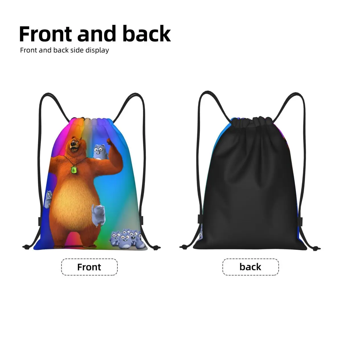 Custom Grizzy And Lemmings Drawstring Backpack Bags Women Men Lightweight French Anime Cartoon TV Gym Sports Sackpack Sacks