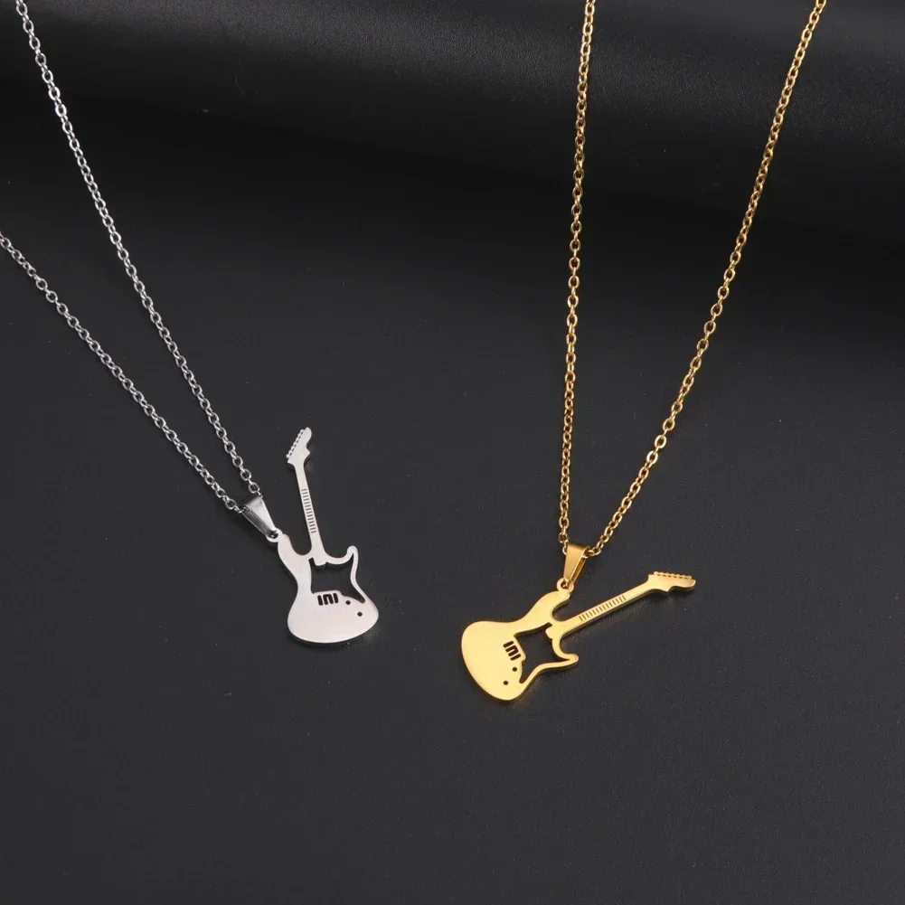 Drumming Heart Wave Earphones Microphones Guitar Organs Pendant Stainless Steel Necklace Men and Women Fashion Jewelry