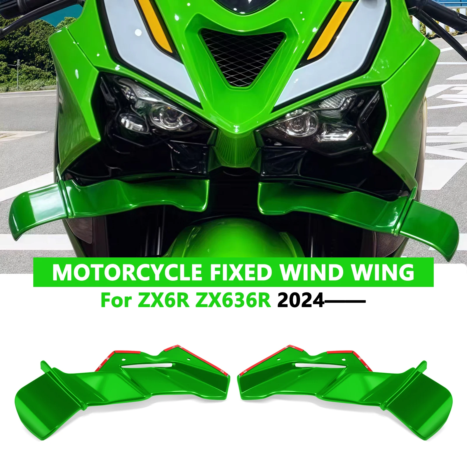 For ZX-6R ZX6R zx-6r 2024 2025 ZX636R Motorcycle Winglet Aerodynamic Wing Kit Side Wind Spoiler lower shroud front wing