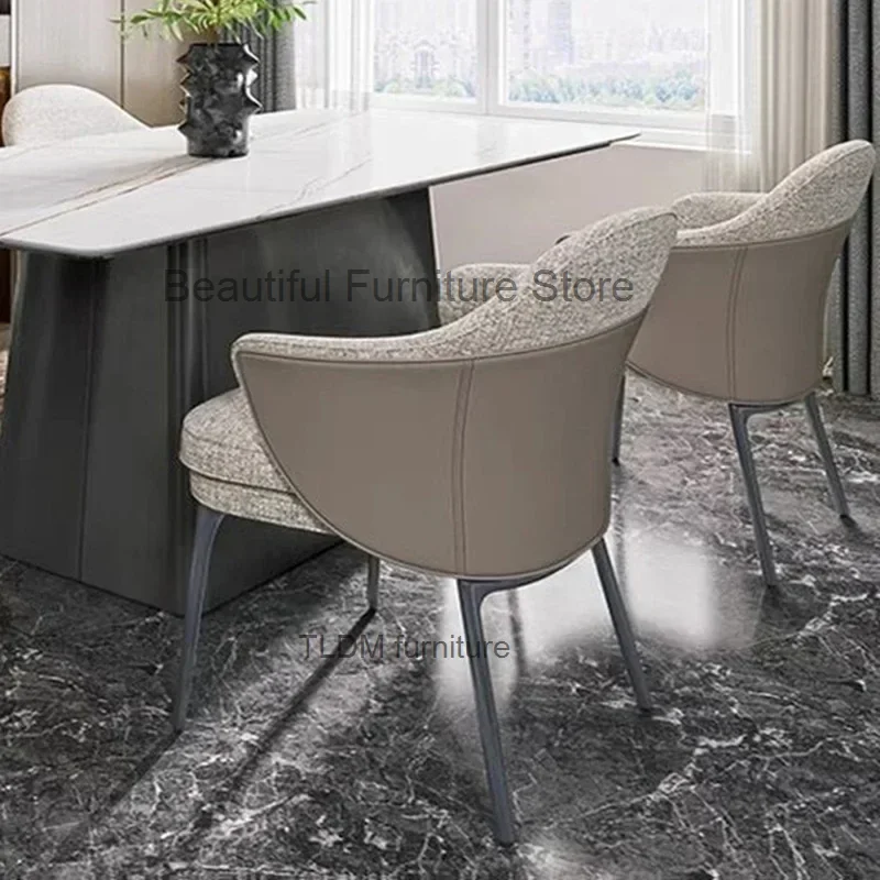 

Luxury Modern Dining Chairs Metal Upholstered Nordic Kitchen Dining Chairs Living Upholstered Chaises Salle Manger Furniture