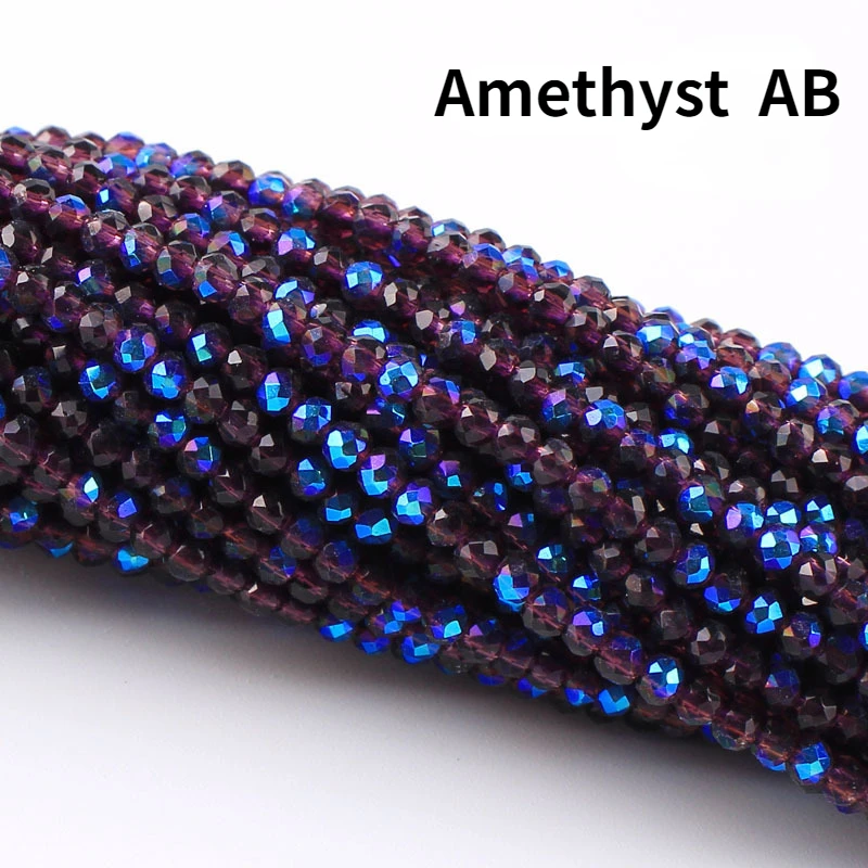 38 Colors Faceted AB Beads Plated 2mm 3mm Crystal Glass Loose Spacer Beads For Bracelet Necklace Jewelry Making DIY 5 Strands