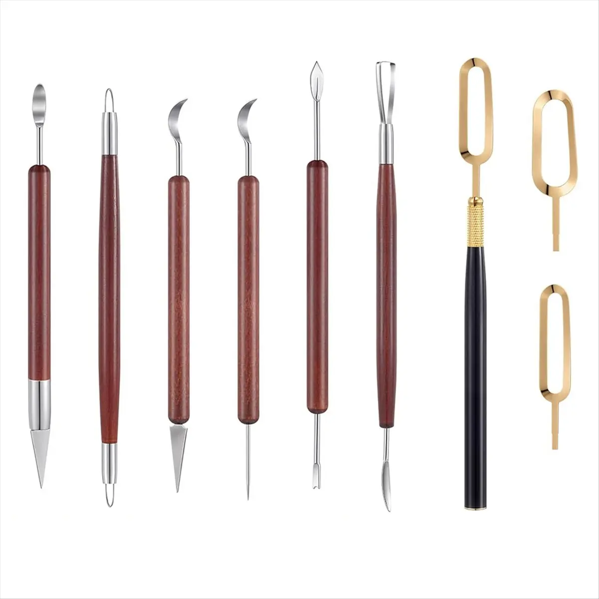 DT462 TRENDY~7 Pcs Pottery Clay Sculpting Tools Set Dual Ended Stainless Steel Sculpting & Carving Tools with Fluting Blade Set