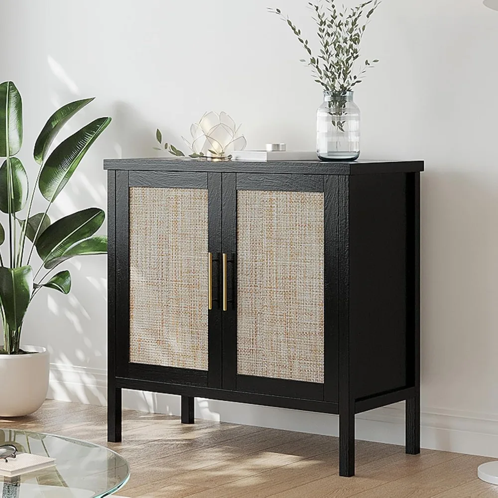 

Rattan Storage Cabinet, Buffet Cabinet Sideboard with Rattan Decorated Doors, Cupboard, Customized