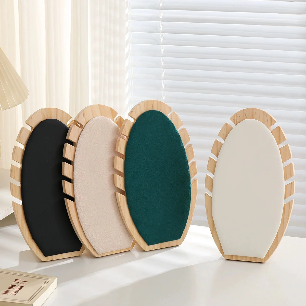 Bamboo Wood Flame-shaped Pendant Necklace Pendant Bracelet Display Stand  Upright Pendant Jewelry Necklace Storage Display Item