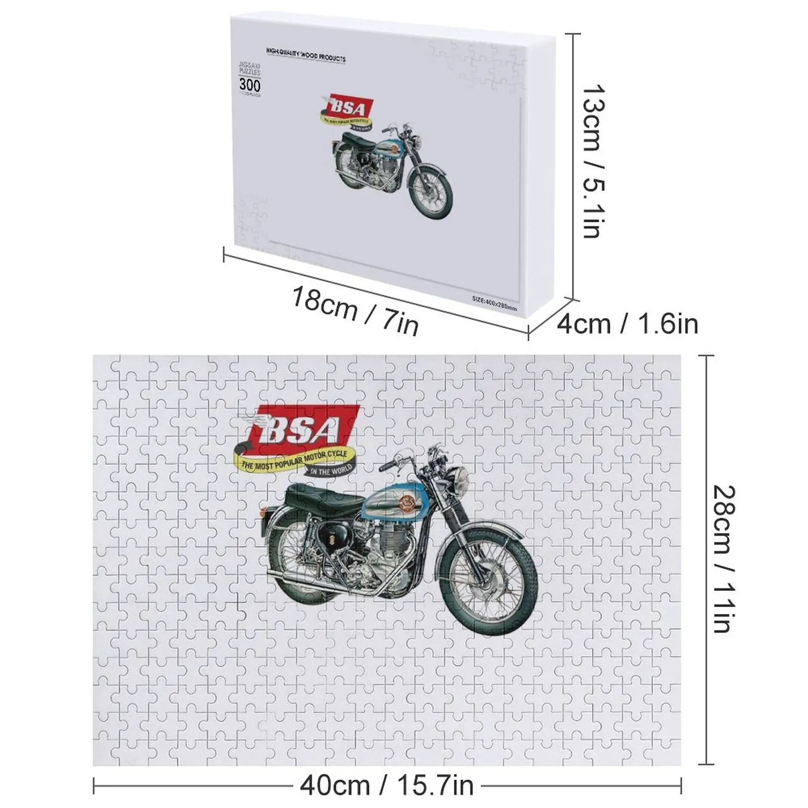 จิ๊กซอว์รถจักรยานยนต์ BSA ของเล่นไม้สำหรับผู้ใหญ่ พร้อมอุปกรณ์ประกอบฉากไดโอรามา