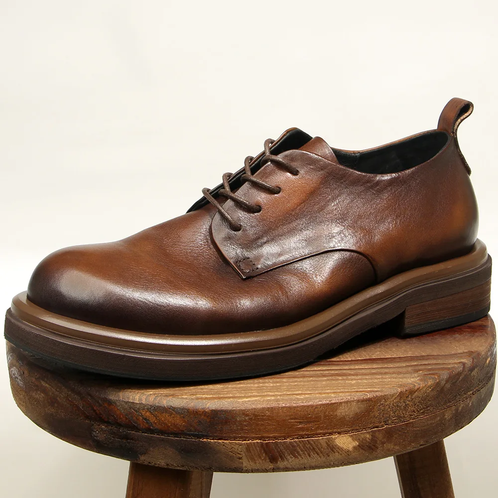 Sapato Retro Suave de Couro Genuíno Masculino, Sapatos Formais, Confortável, Artesanal, Diário, Casamento, Social, Luxo, Qualidade, Marca