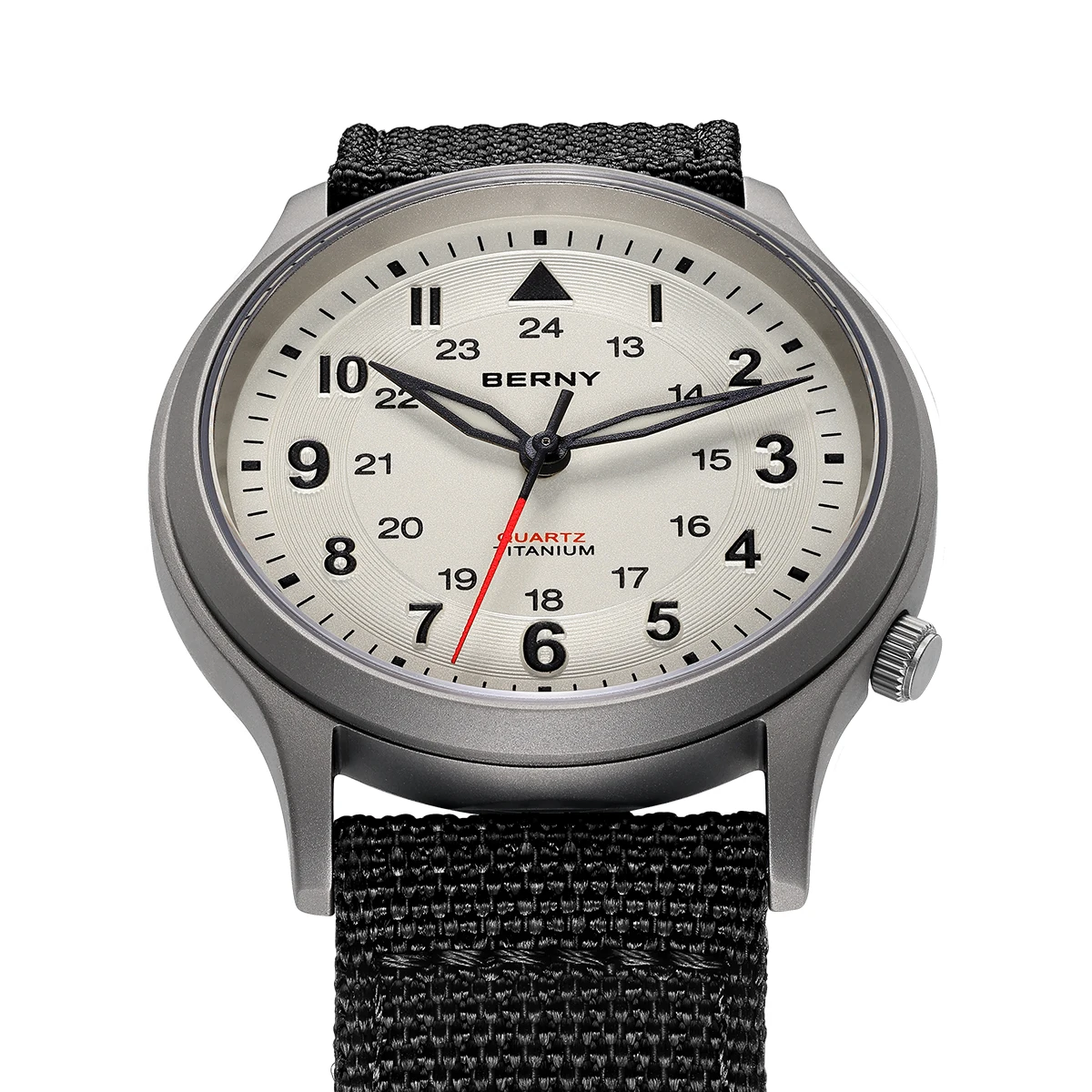 BERNY ไทเทเนียมนาฬิกาสําหรับชาย Classic Mens Field Pilot นาฬิกาอ่านง่ายนาฬิกาข้อมือควอตซ์กลางแจ้ง Super Luminous Sapphire 5ATM