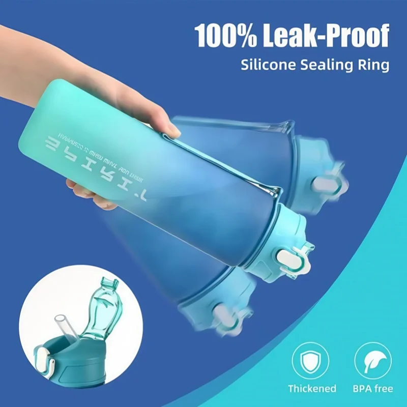 1 szt. 750ML sportowa butelka na wodę o dużej pojemności szczelna kolorowy plastikowy kubek do picia na zewnątrz podróże przenośna siłownia Fitness dzbanki