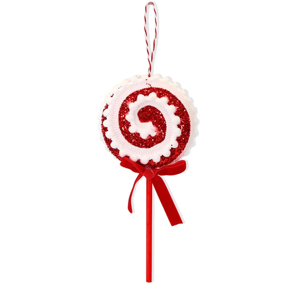 Colgante de piruleta de Navidad grande, adorno de piruleta de lentejuelas rojas y blancas de espuma, decoración colgante de dulces de Navidad de dibujos animados exquisitos