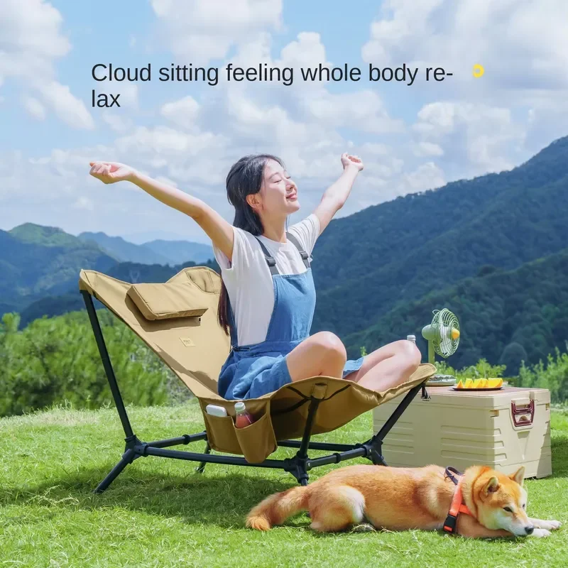 Hot-selling ultra-light portable camping chair, heavy-duty 150kg capacity beach chair, outdoor lightweight folding moon chair