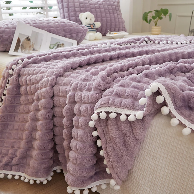 Bonenjoy Coral Fleece Blankets Solid Color Thow Blanket for Beds Flannel Fleece Plaids for Sofa Warm Soft Blankets for Winter