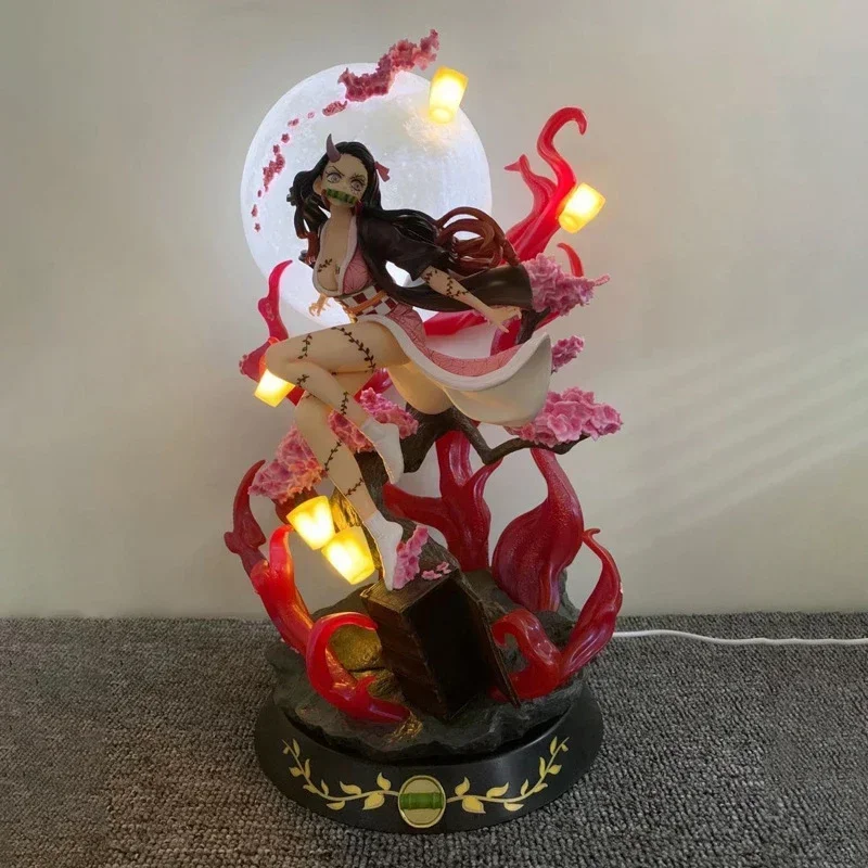 Figurine d'anime Gk Demon Slayer, Kamado Nezuko avec lumière, figurine d'action, modèle de collection, statue, jouets cadeaux pour enfants, 42cm