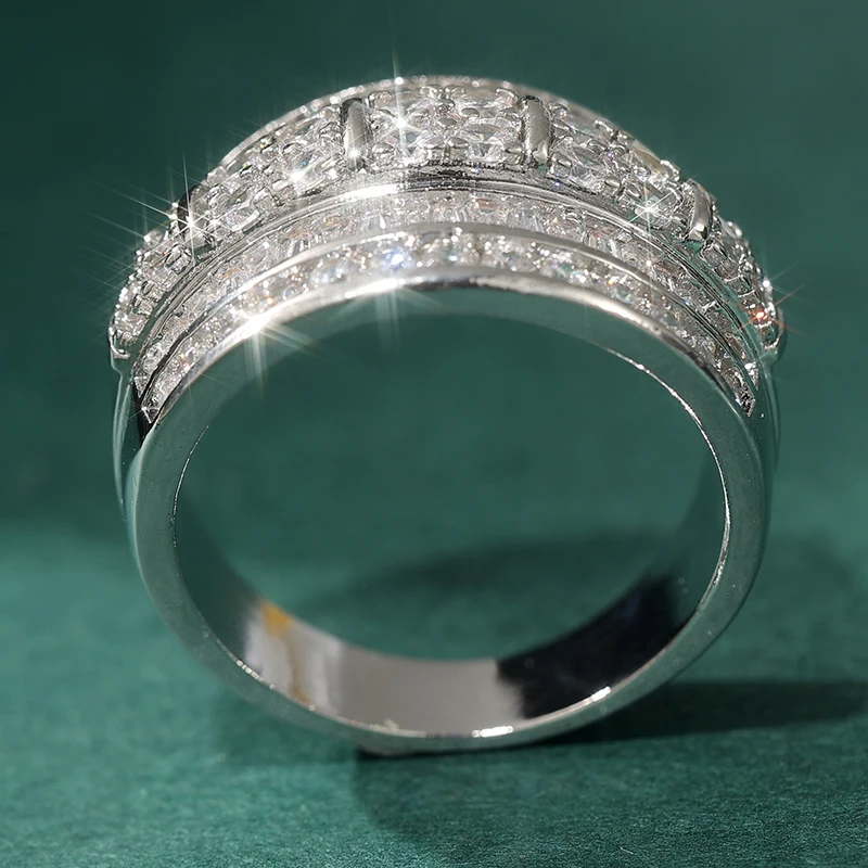 Elegante eeuwige damesring met fonkelende zirkonia - luxe breed gezichtsontwerp voor bruiloft, dagelijkse gelegenheden