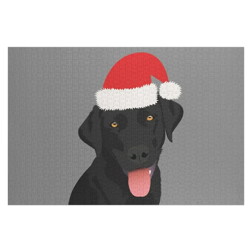 Rompecabezas de laboratorio negro de Papá Noel de Navidad, foto personalizada de animales, regalos personalizados