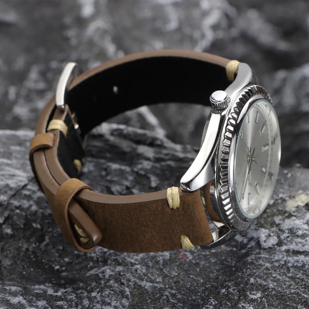 Handmade Genuine Leather Watchband Old Brown Black 20 22MM Soft Men's Vintage Cowhide Leather Bracelet Watch Accessories