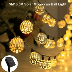 1PC 5M/6M Morroccan Ball Solar String Lights Outdoor Waterproof 8 Modes Fairy Garden Lamp For Party Bedroom Decoration