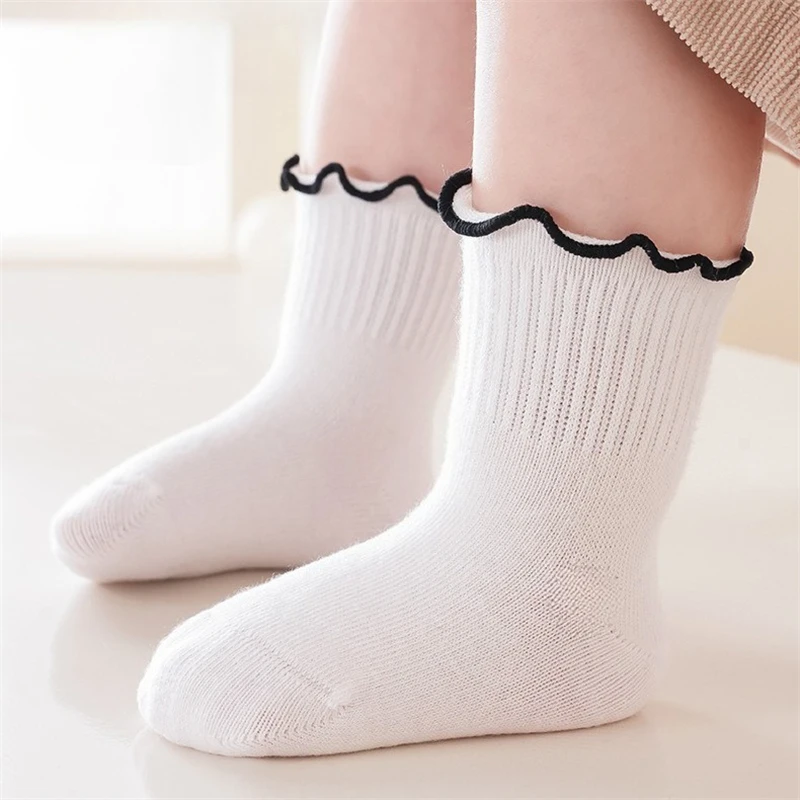 4 Pairs Beauty Kids Girls Socks Cotton Soft Children's Socks For Girls Fashion Princess Baby Sock Spring Autumn Age for 0-12Year