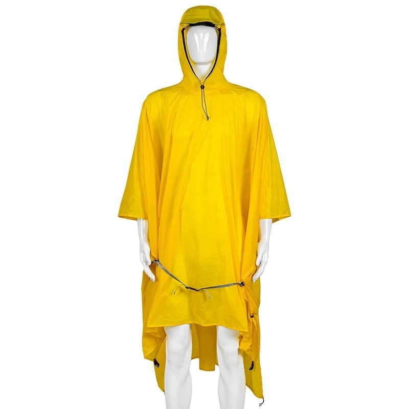 

Outdoor hiking poncho 15D coated silicon nylon canopy floor mat three-in-one multi-functional mountaineering cape raincoat