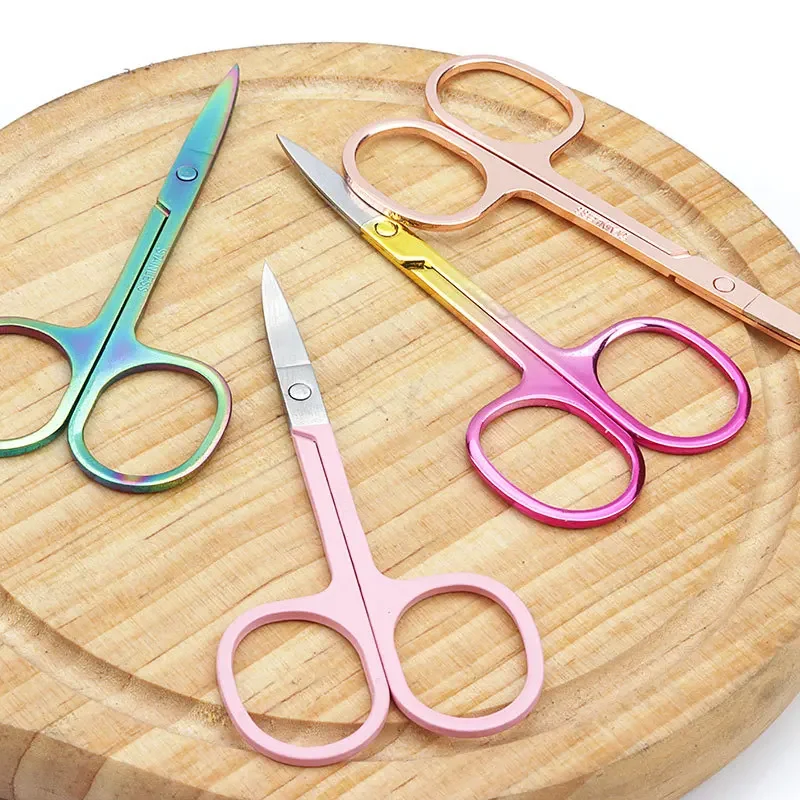 Small Nail Tools 1 Pc Eyebrow Trimming Scissors Stainless Steel Manicure Facial Nose Hair Scissors Women Makeup Beauty Tool
